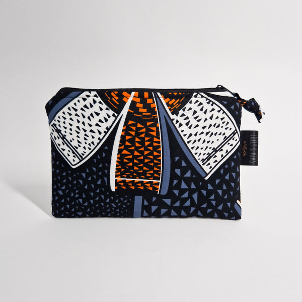 Lolly  &  Kiks Small Zip Pouch - Grey And Orange