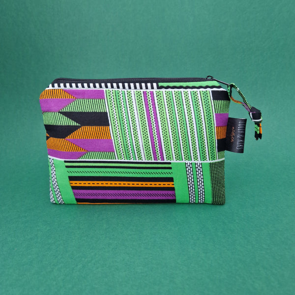 Lolly  &  Kiks Small Zip Pouch - Green, Purple And Orange
