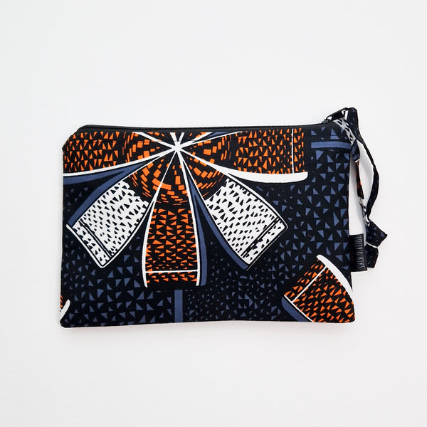 Lolly  &  Kiks Large Zip Pouch - Grey And Orange