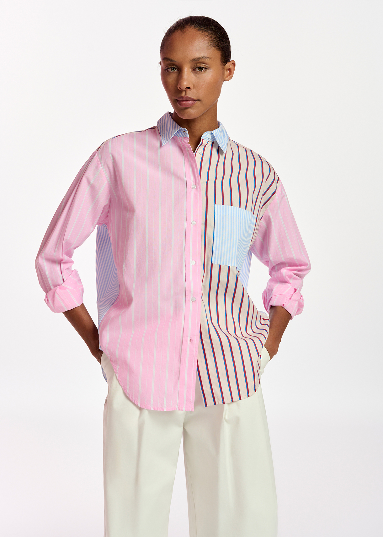 Essentiel Antwerp Famille Shirt Ecru/Pink/White Stripes