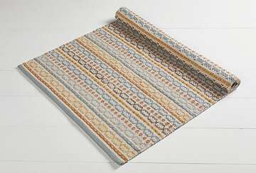 Waltons of Yorkshire Valencia Mustard And Blue Rug