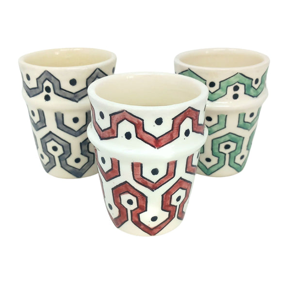 Artisan Stories Ceramic Tumbler Cup with Hand Painted Geometric Deign