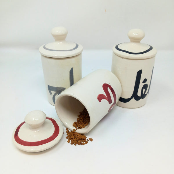 Artisan Stories Ceramic Seasoning Spice Pot Set with Lid