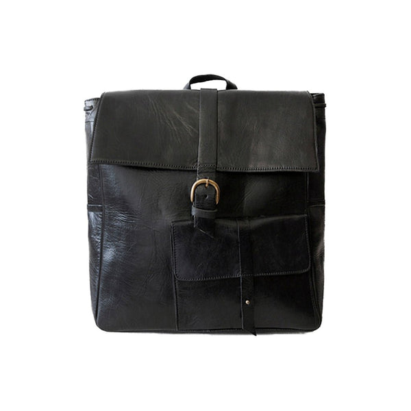 Atelier Marrakech Square Leather Backpack - Black