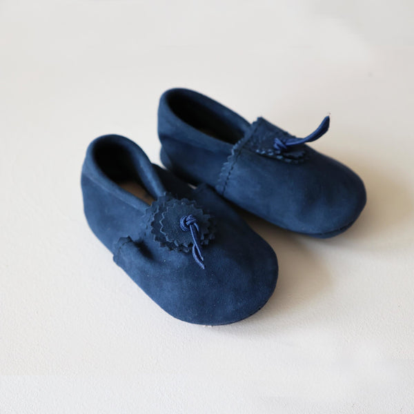 Artisan Stories Suede Baby Slippers - Navy