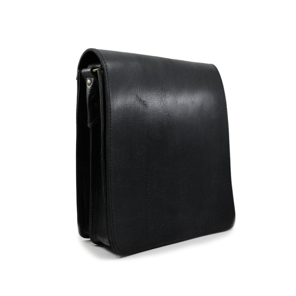 Atelier Marrakech Black Leather Midi Messenger Bag