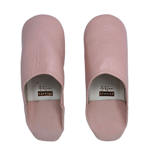 Artisan Stories Women's Leather Slippers Pale Pink