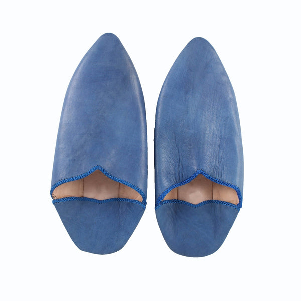 Artisan Stories Women’s Moroccan Pointed Babouche Slipper- Blue