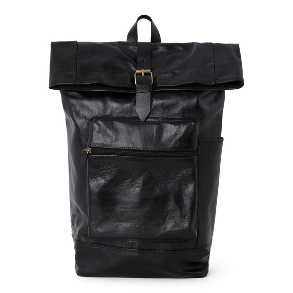 Atelier Marrakech Black Leather Travel Backpack