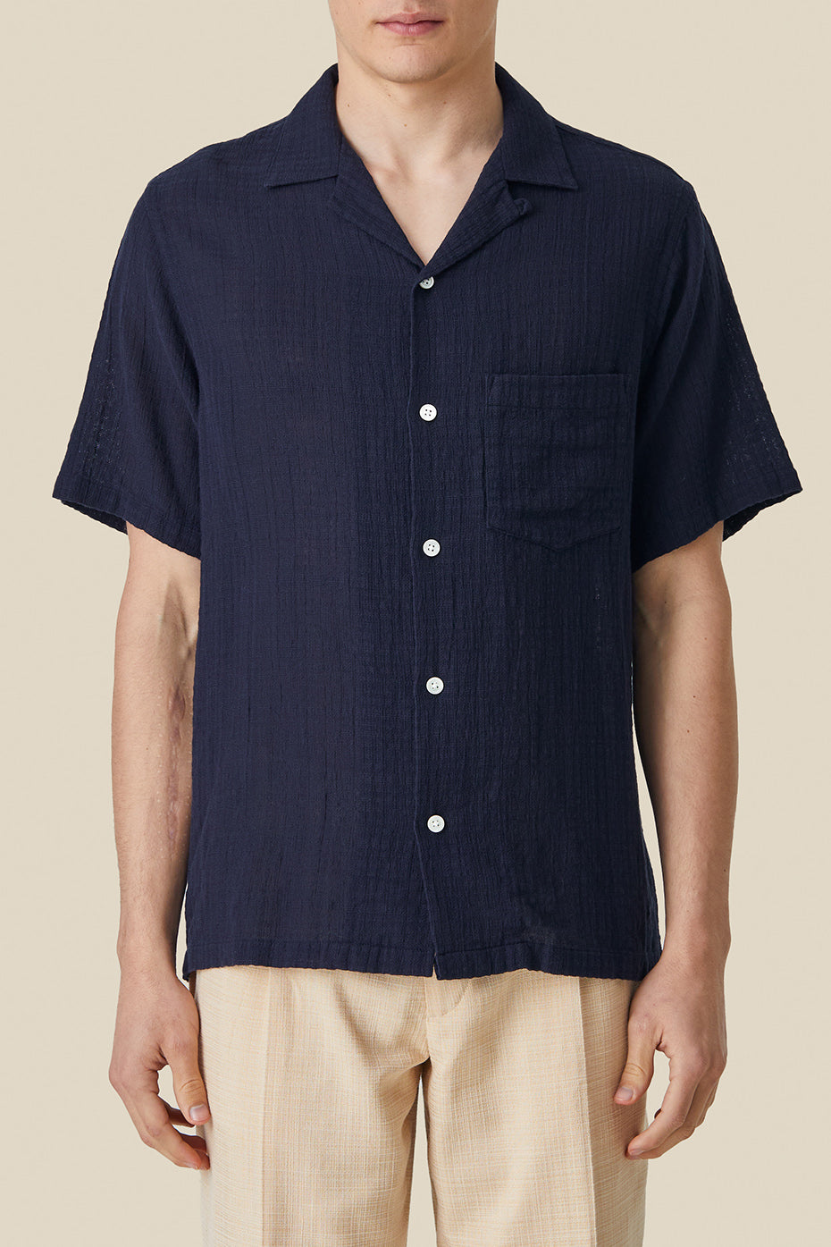  Portuguese Flannel Navy Grain Cotton Shirt