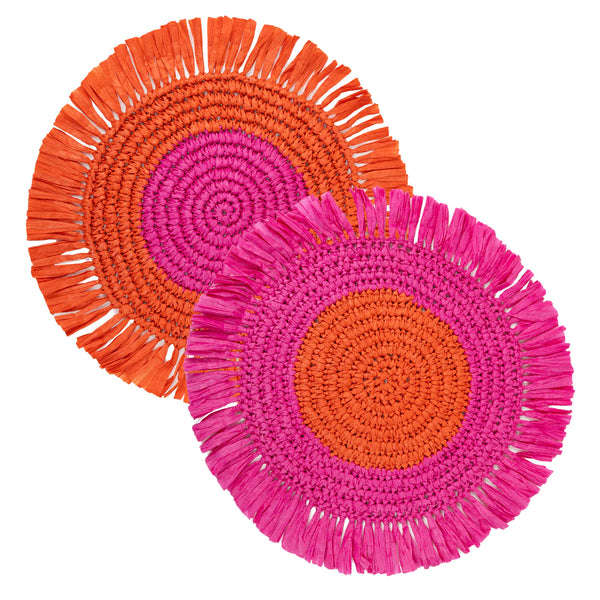 Talking Tables Pink And Orange Raffia Placemats Pair