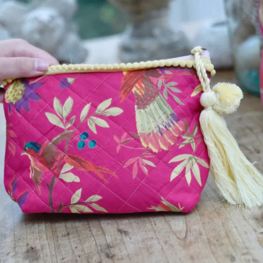 Powell Craft [UK TEST] Hot Pink Bird Make Up Bag