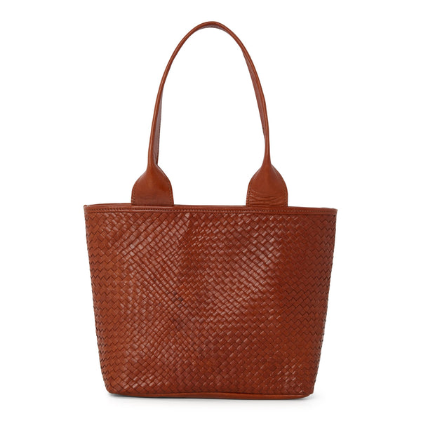 Atelier Marrakech Small Woven Leathertote Bag Light Brown