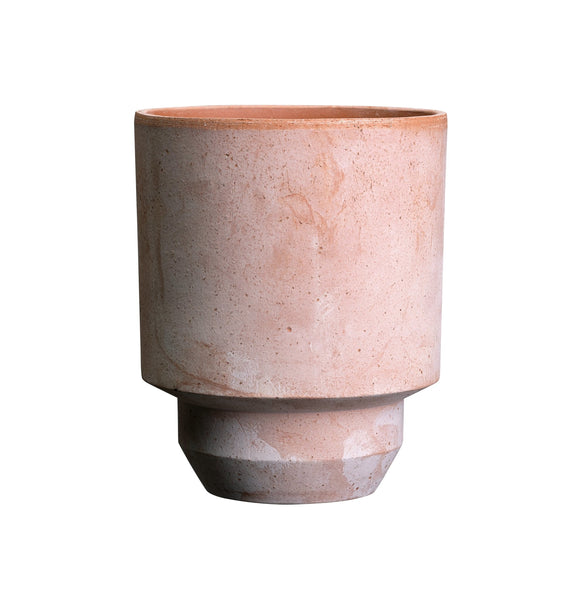 Bergs Potter Raw Terracotta Hoff Plant Pot In Soft Rose / 14 cm