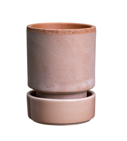 Bergs Potter Terracotta Plant Pot & Saucer In Soft Rose