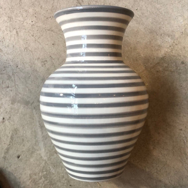 Artisan Stories Medium Stripe Ceramic Vase Grey