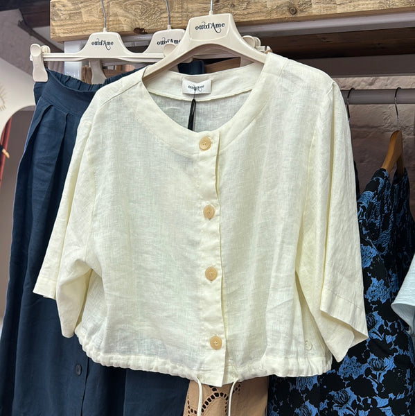 Ottod'Ame  Linen Shirt Crop - Vanilla