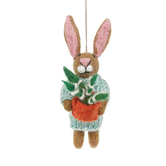 Felt So Good Benjamin The Bunny With Houseplant Hanging Felt Decoration