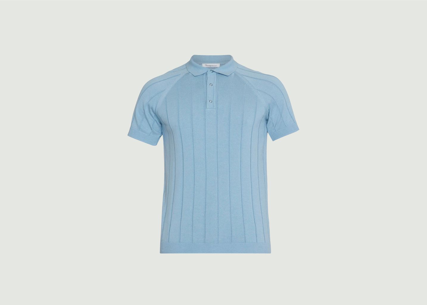 Knowledge Cotton Apparel  Regular Short-sleeved Striped Knit Polo Shirt
