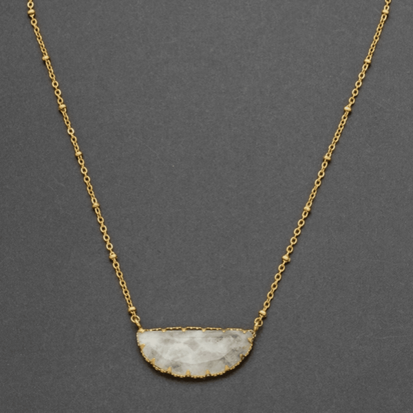 Edit & Oak Natural Stone Half Moon Chain Necklace