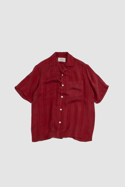  Portuguese Flannel Cupro Shirt Stripe Bordeaux