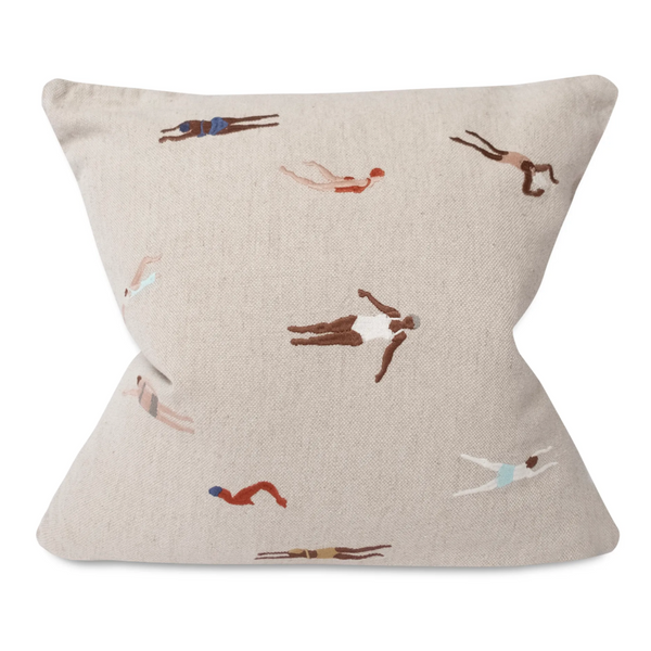Fine Little Day Swimmers Embroidered Cushion Neutral