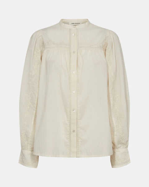 SOFIE SCHNOOR 100% Cotton Embroidered Blouse In Off White