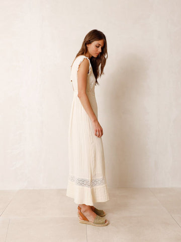 Indi&Cold Double-gauze Dress - Ivory