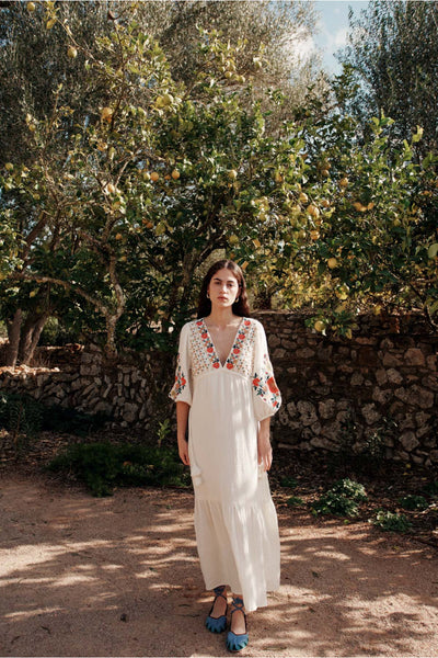 Louise Misha Bali Embroidered Dress - Off White