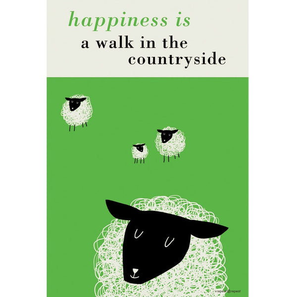 Repeat Repeat Happiness Sheep Tea Towel - Green