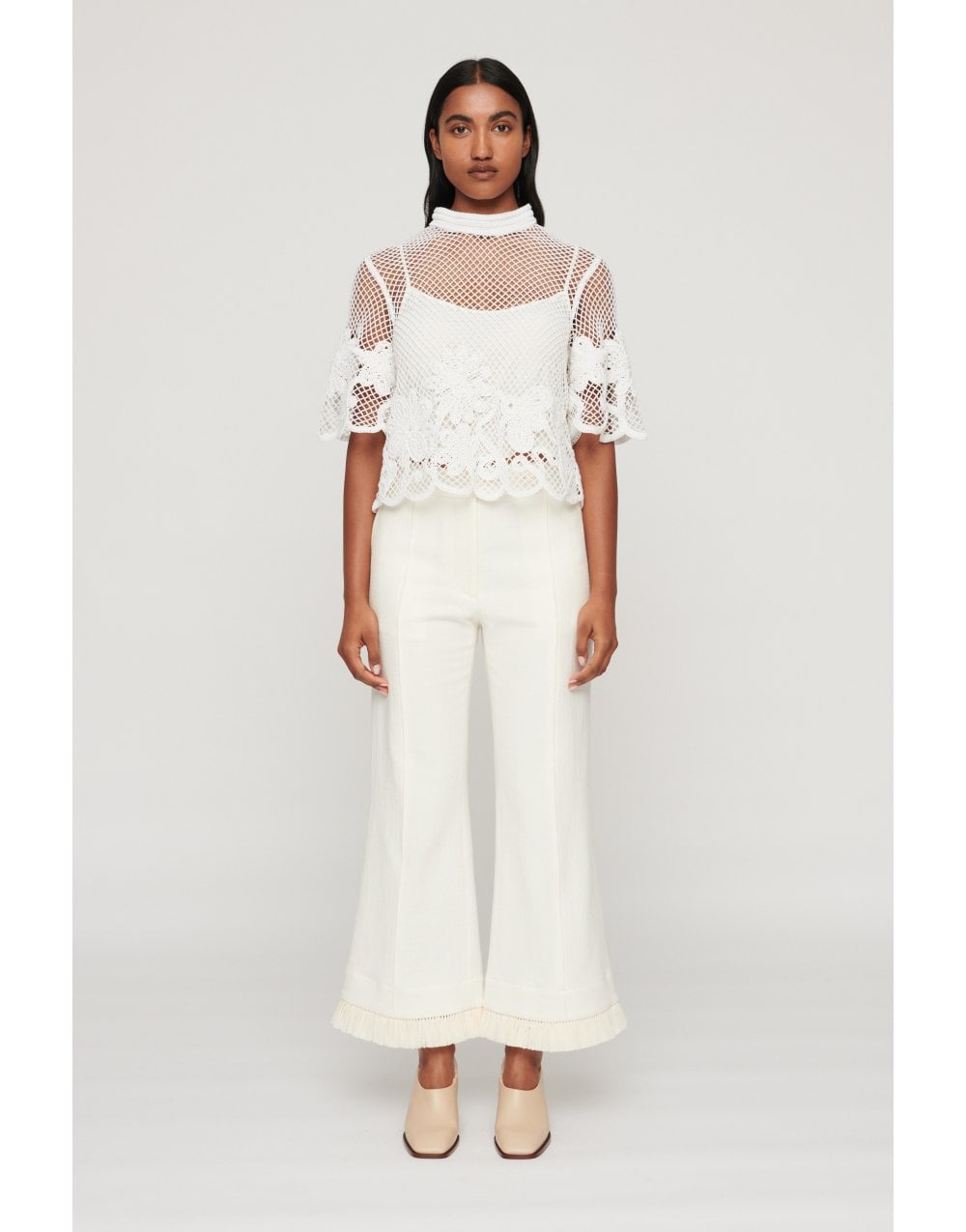 Clea Clea Amaani Lace Embroidered Top Size: M, Col: White