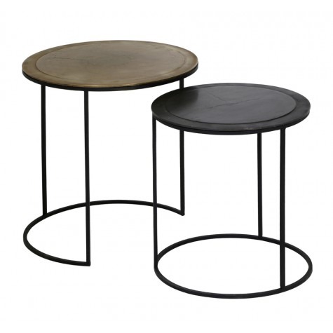 Light & Living Set of 2 Copper and Bronze Talca Ant Edge Side Tables 