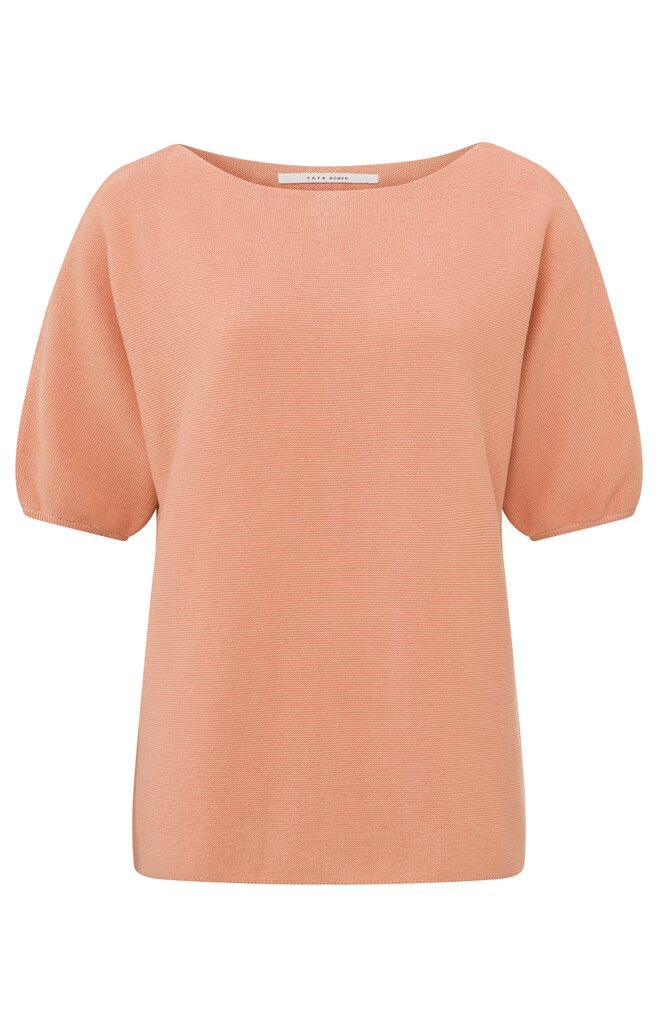 Yaya Sweater With Boatneck & Short Balloon Sleeves | Dusty Coral Orange