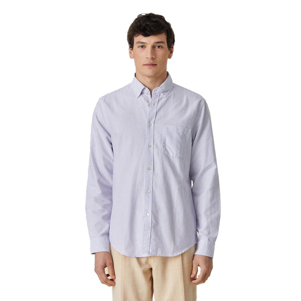  Portuguese Flannel Belavista Classic Stripe Shirt Lavender