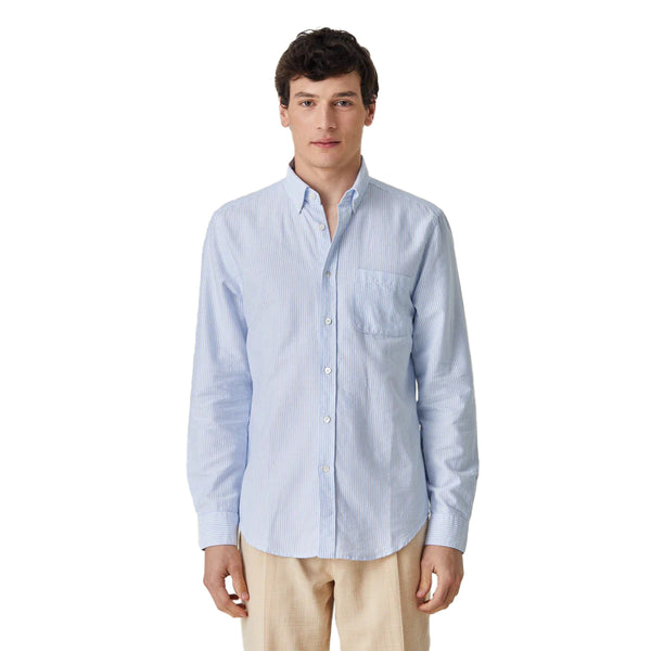  Portuguese Flannel Belavista Classic Stripe Shirt Light Blue