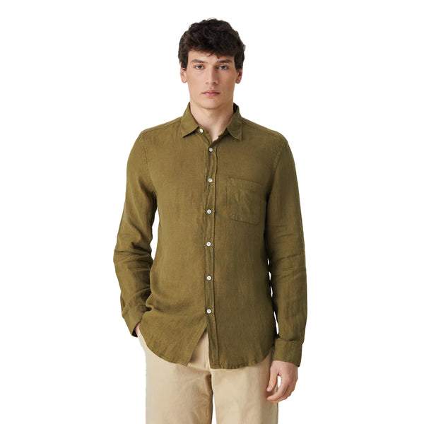  Portuguese Flannel Linen Long Sleeve Shirt Olive