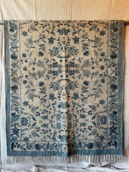 Indra Importer 120 X 180cm Blue Floral Hand Woven Cotton Chenille Dyed Rug 