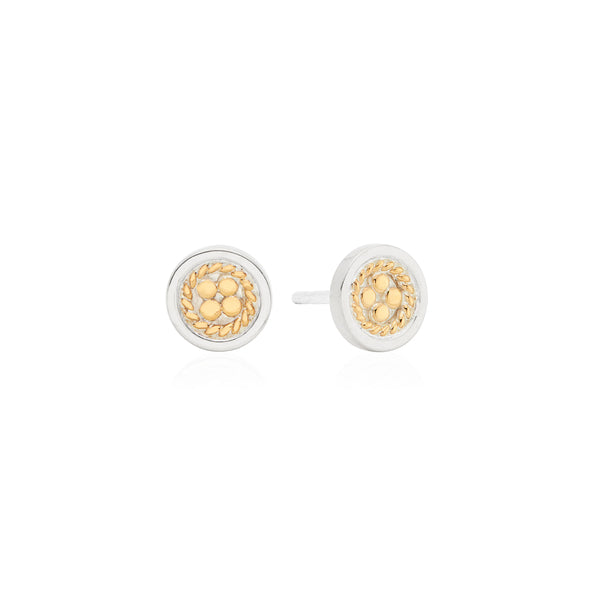 Anna Beck Classic Smooth Border Mini Stud Earrings - Gold & Silver