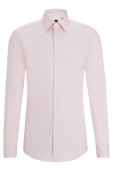 Hugo Boss Boss - H-hank-kent - Light Pink Slim Fit Stretch Cotton Twill Shirt 50512824 688