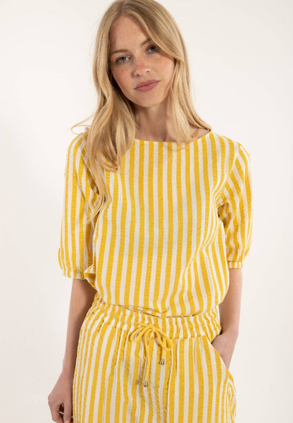 Danefæ København Danecremant Seersucker Blouse | Faded Yellow-chalk