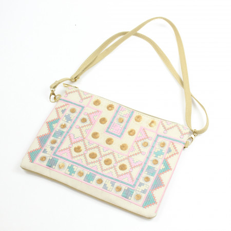 Pink Embroidered Mani Bag