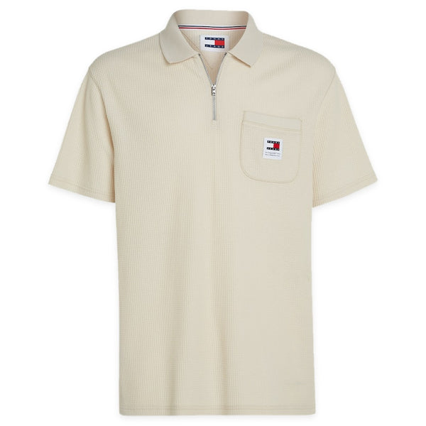 Tommy Hilfiger Tommy Jeans Zip Waffle Polo - Newsprint