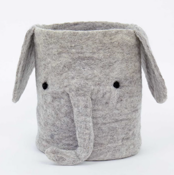 Afroart Felt Basket, Elephant In Grey, Handmade