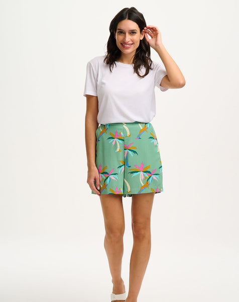 Sugarhill Brighton  Enola Shorts - Green, Rainbow Palms