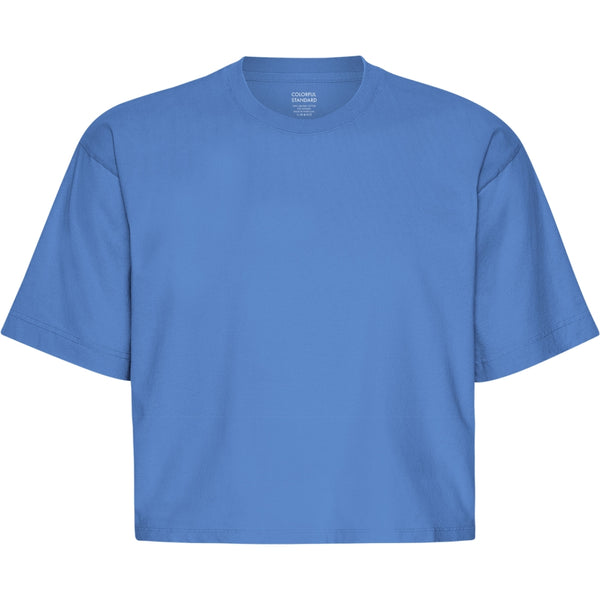 Colorful Standard Sky Blue Organic Boxy Crop T-shirt