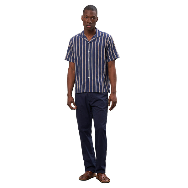 Hartford Palm Mc Woven Stripe Shirt Blue