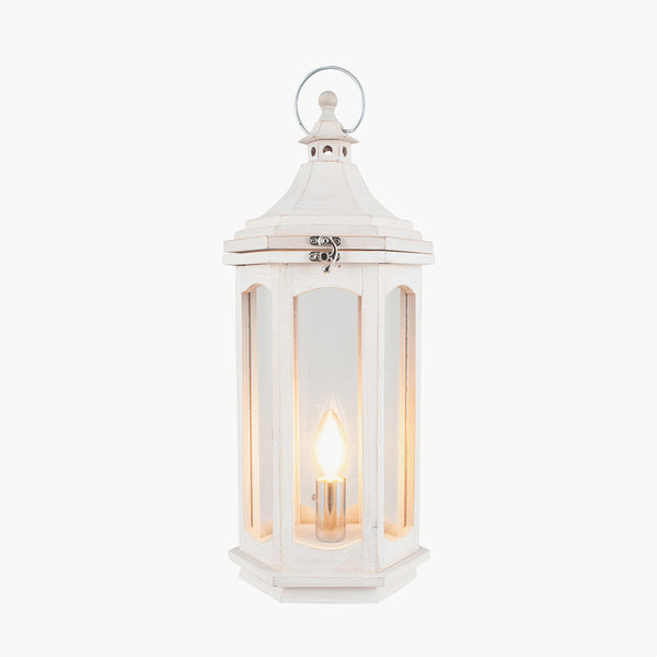 Distinctly Living Frascati Lantern - Table Lamp - White Wash Or Grey
