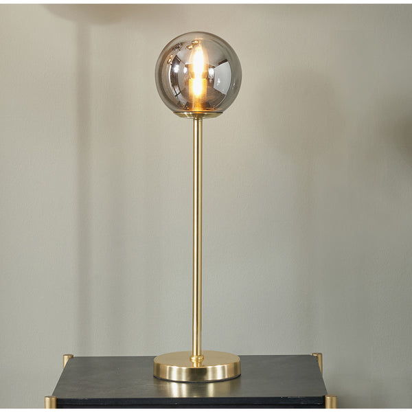 Distinctly Living Jesi Smoked Glass Orb And Gold Metal - Table Lamp