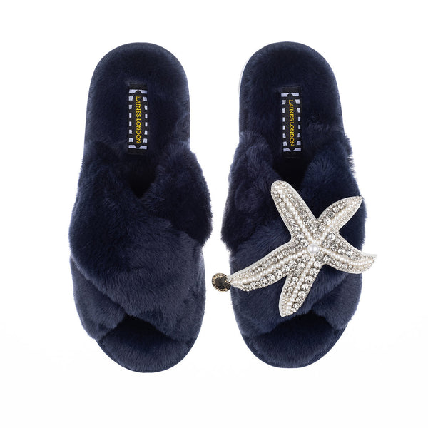 Laines London Ltd Lanes London Silver Starfish Classic Slippers