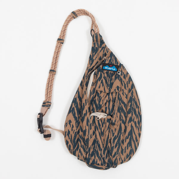 Kavu Mini Rope Bag In Print Blue & Tan